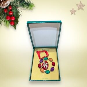CROWN TRIFARI MULTI-COLORED RHINESTONE LETTER M CHRISTMAS ORNAMENT